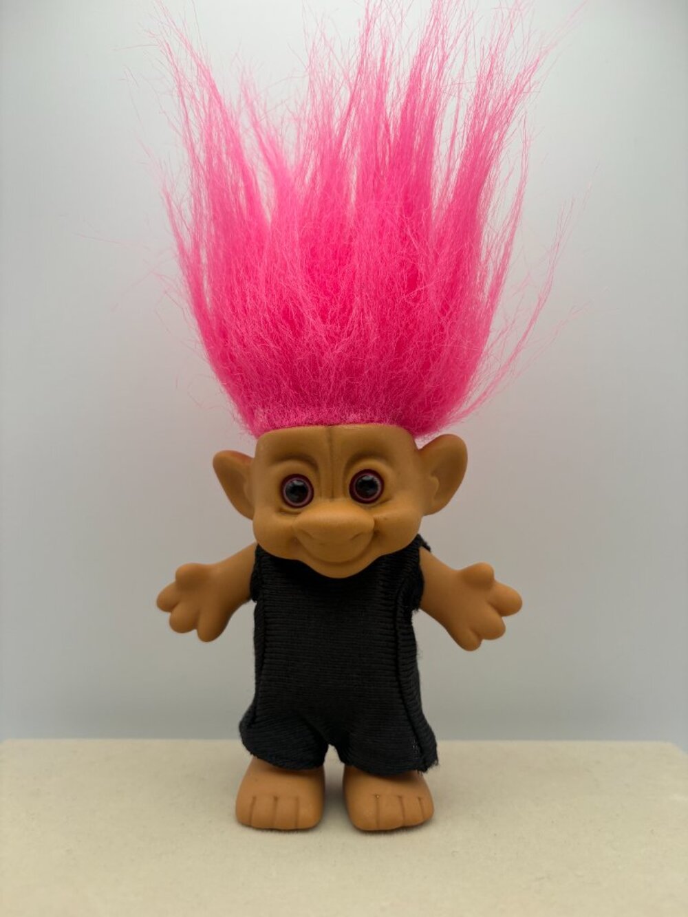 Vintage Forest Troll Doll Pink Hair Pink/Black Eyes 4in (SKU: 843TO)
